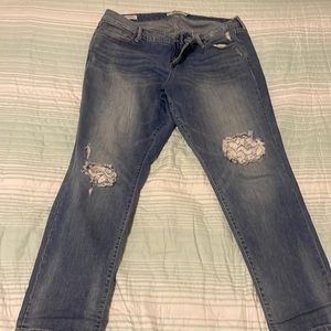 Torrid 18R Boyfriend Lace Distressed Jeans